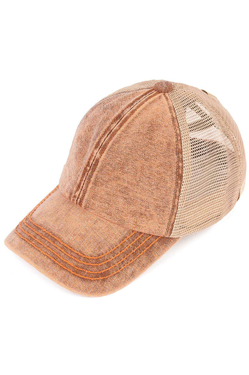 C.C STONE WASHED DENIM KID PONY CAP