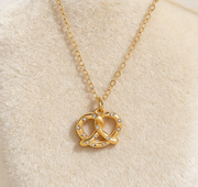 Pretzel Bread Necklace with Love Charm
