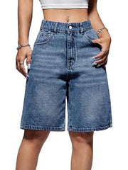 Women's Denim Shorts Mid-Low Waist Jean