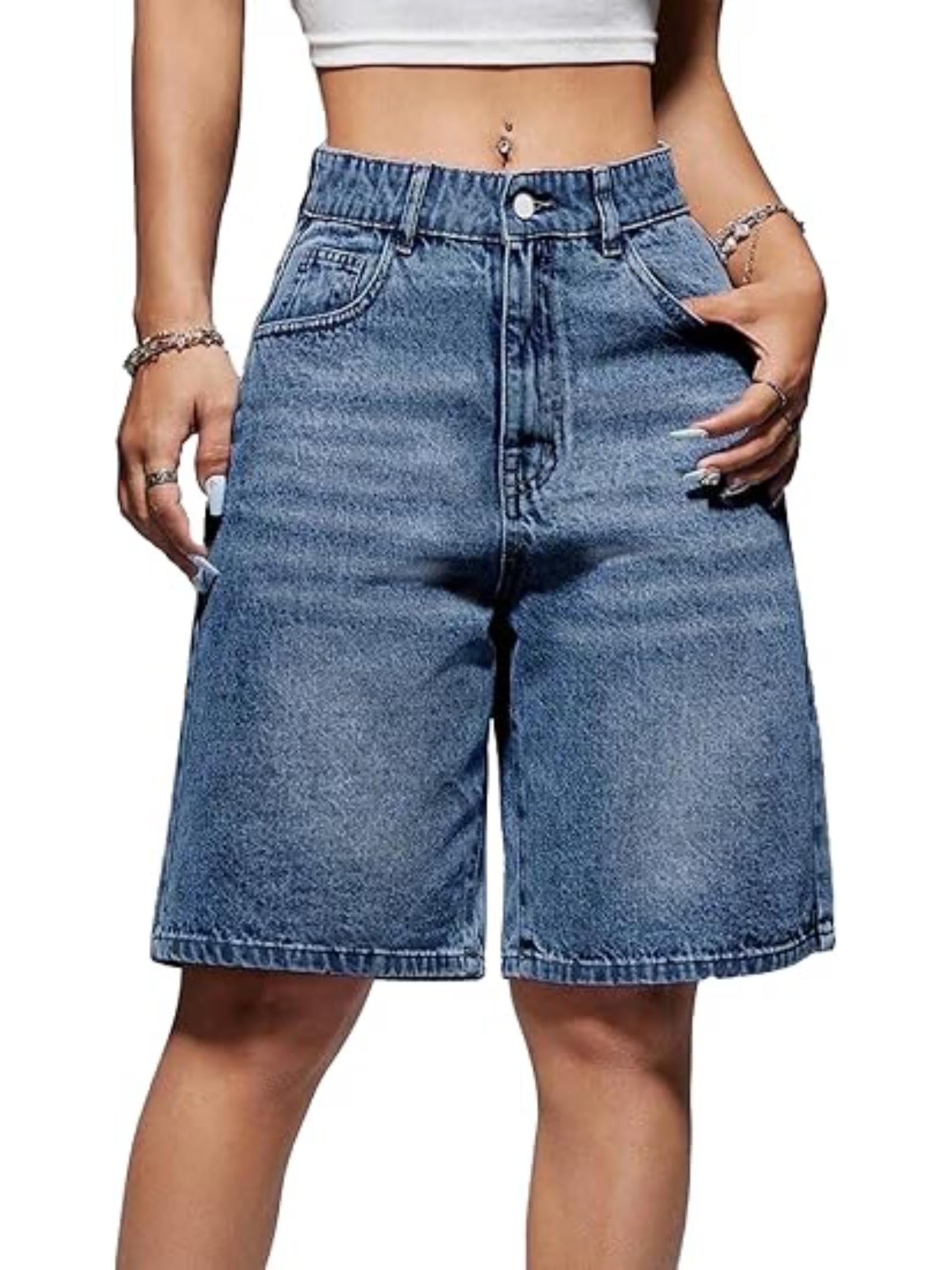 Women's Denim Shorts Mid-Low Waist Jean