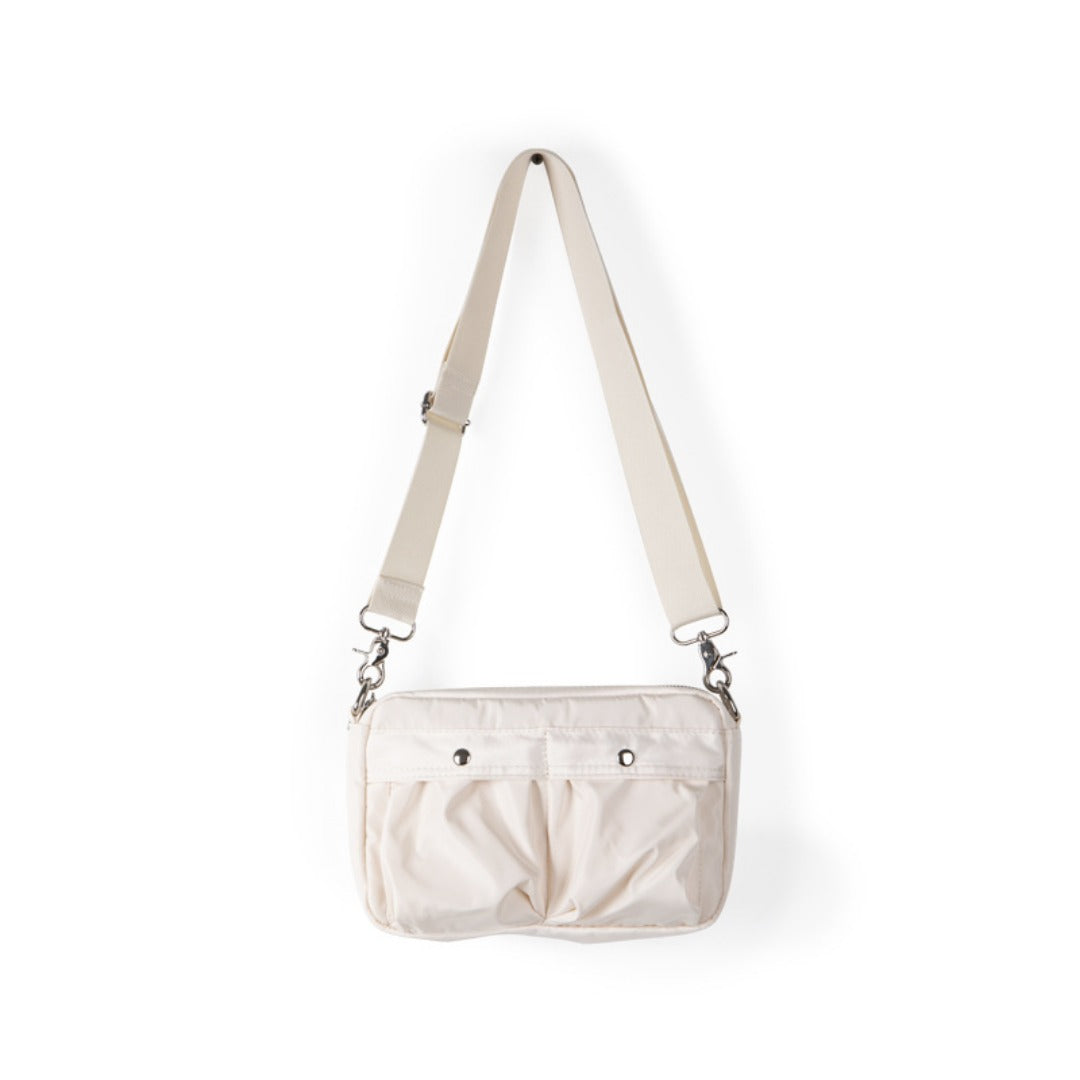 Women's bag simple tooling shoulder Crossbody bag, small pleated stylish casual nylon bag, small square purse
