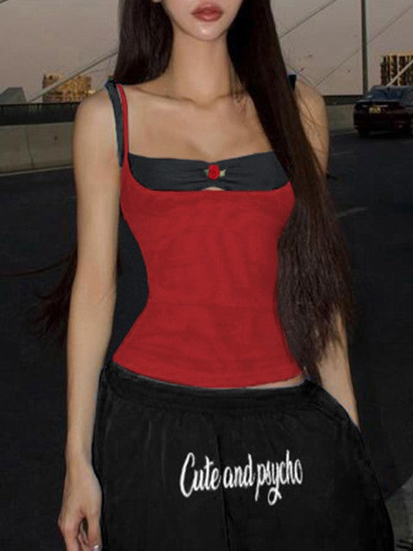 CAMISOLE AND SWEATPANTS SET ROSE PATCHWORK FAKE