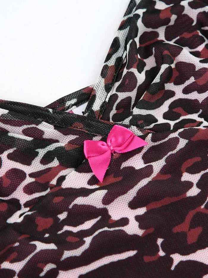 CAMISOLE PINK VINTAGE LEOPARD PRINT LACE