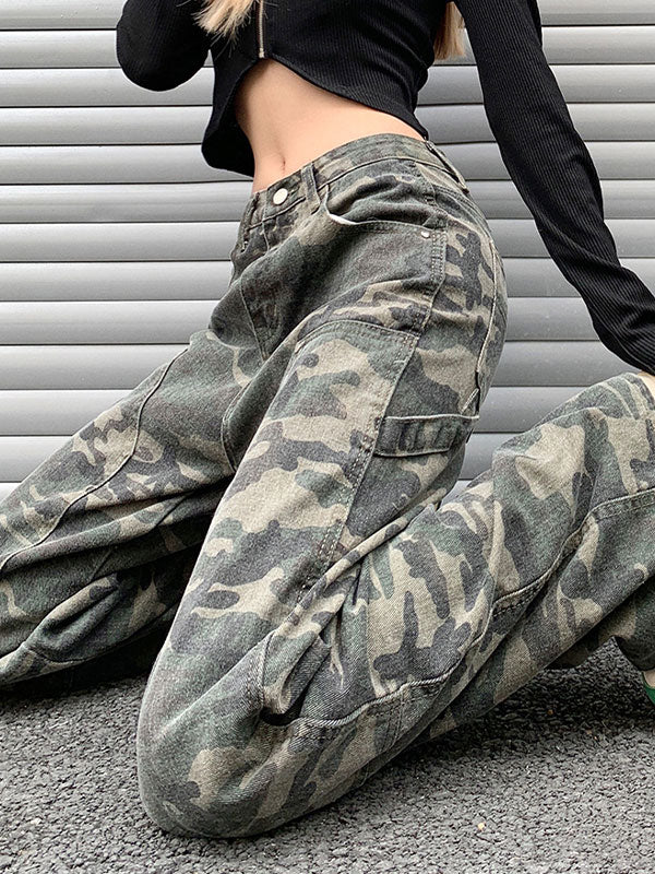 CAMO CARGO PANTS - GREEN CAMOUFLAGE CARGO FITTING