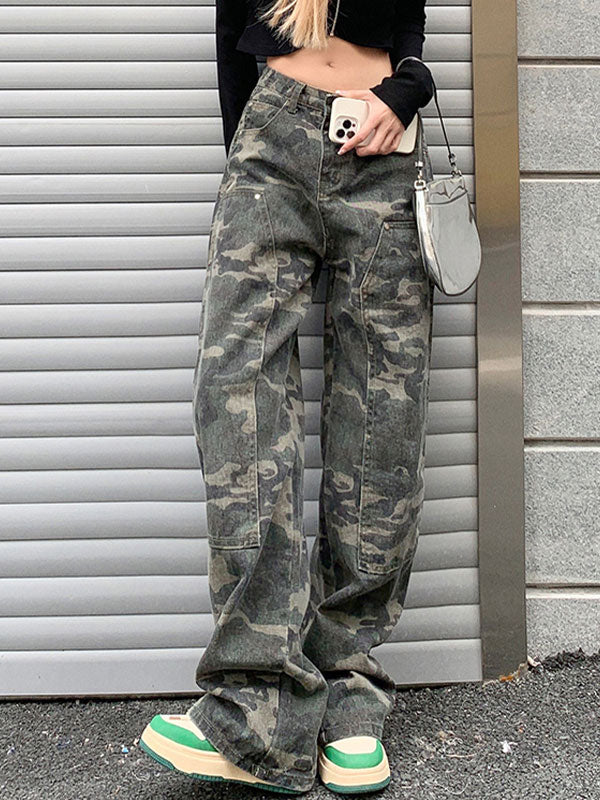 CAMO CARGO PANTS - GREEN CAMOUFLAGE CARGO FITTING