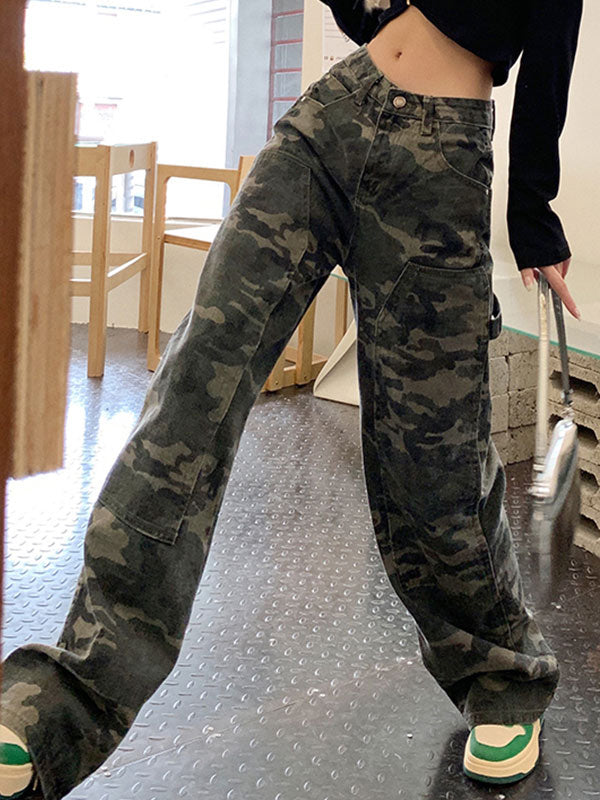 CAMO CARGO PANTS - GREEN CAMOUFLAGE CARGO FITTING