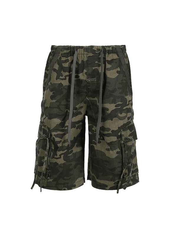 CAMO CARGO SHORTS COTTON BLEND BOYFRIEND FIT