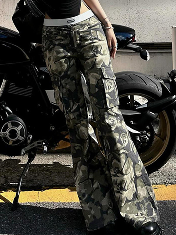 CAMO PRINT CARGO PANTS FOR MEN - LOOSE FIT CASUAL VINTAGE STYLE