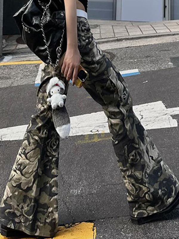 CAMO PRINT CARGO PANTS FOR MEN - LOOSE FIT CASUAL VINTAGE STYLE