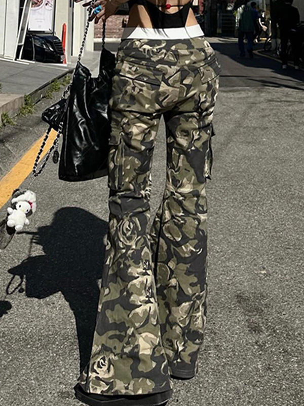 CAMO PRINT CARGO PANTS FOR MEN - LOOSE FIT CASUAL VINTAGE STYLE