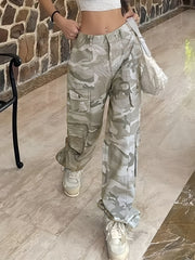 CAMOUFLAGE CARGO PANTS GREY CARGO JEANS