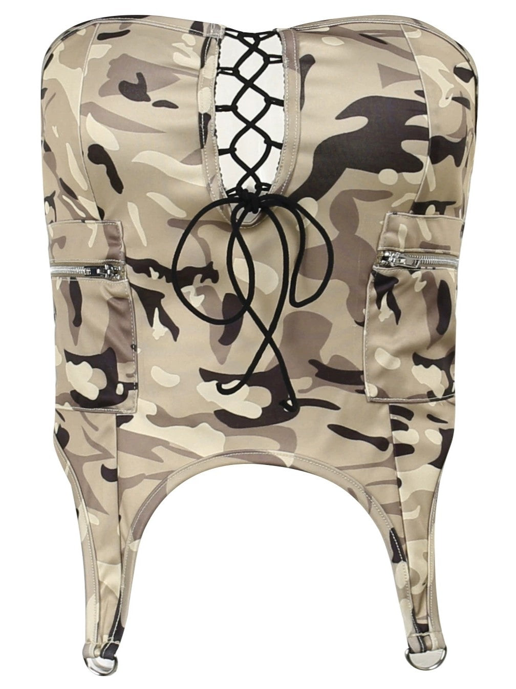 CAMOUFLAGE CORSET DRESS WITH CHIC LACE-UP STYLE FOR STREET STYLE FASHION