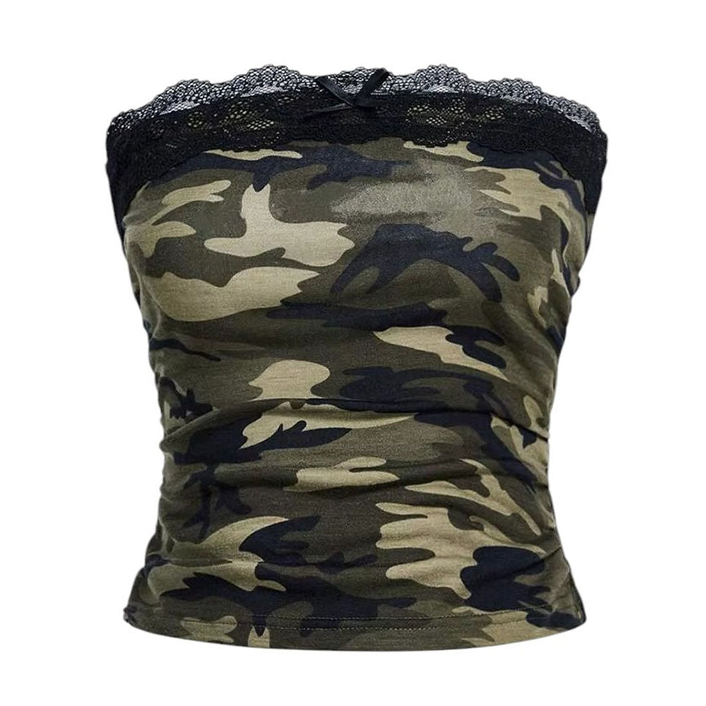 CAMOUFLAGE LACE TUBE TOP: PETITE CAMO LACE