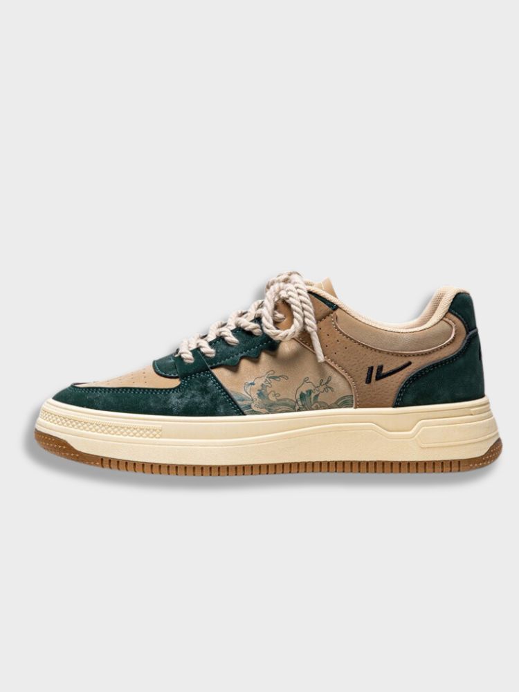 CANVAS SNEAKERS IN GREEN AND TAN FOR EVERYDAY WEAR