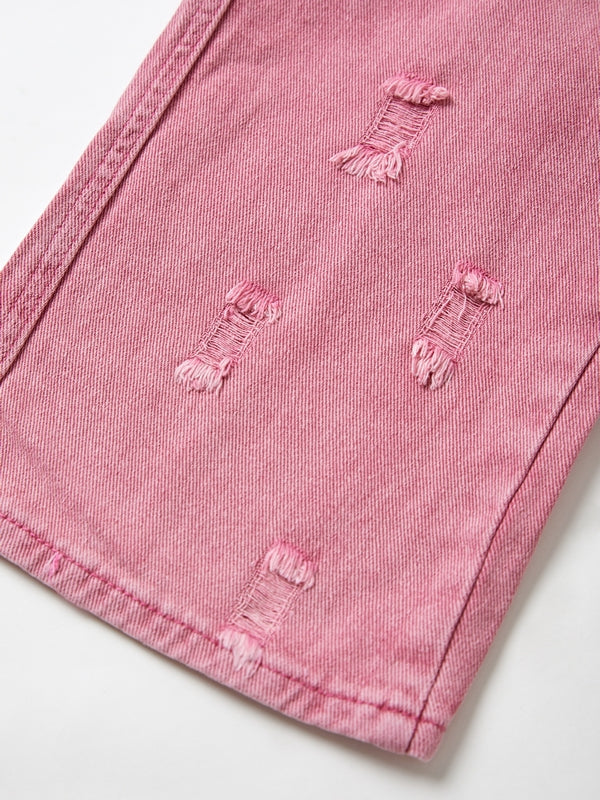 CARGO STYLE PINK DISTRESSED JEANS Y2K COTTON BLEND