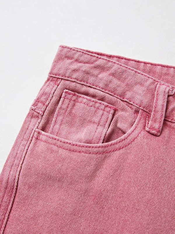 CARGO STYLE PINK DISTRESSED JEANS Y2K COTTON BLEND