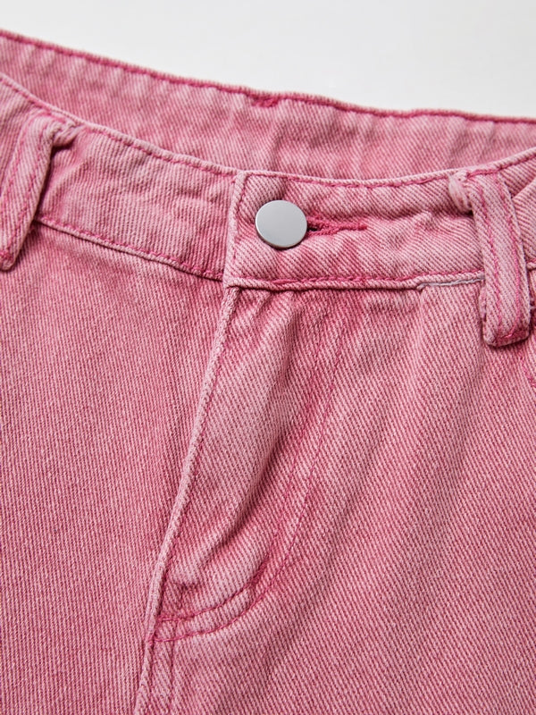 CARGO STYLE PINK DISTRESSED JEANS Y2K COTTON BLEND