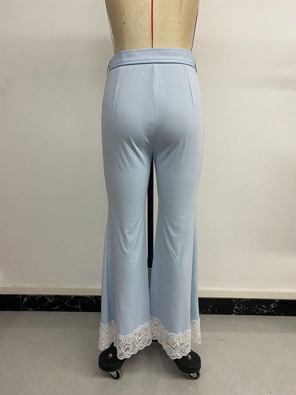 Light blue bell-bottom pants with lace trim from Casual and Elegant collection