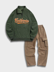 CASUAL OUTFIT SET GREEN AND TAN HIGH-QUALITY PRODUCT