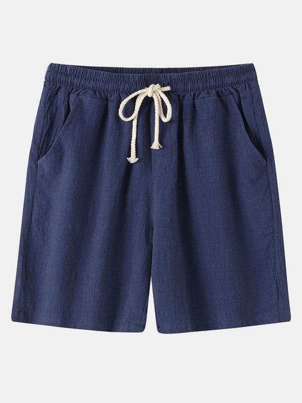 Casual Pants Men’s Cotton Linen Beach Pants Korean Style Solid Color Linen Pants - Champlain color / S