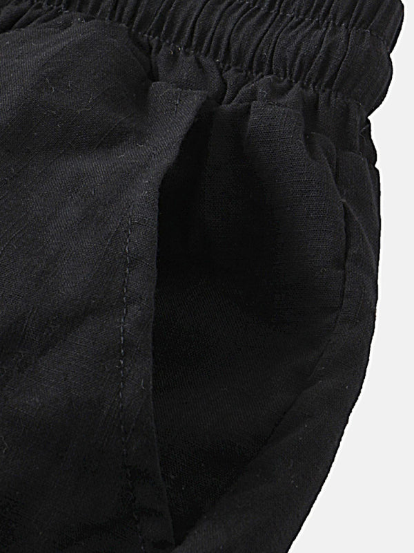 Casual Pants Men’s Cotton Linen Beach Pants Korean Style Solid Color Linen Pants