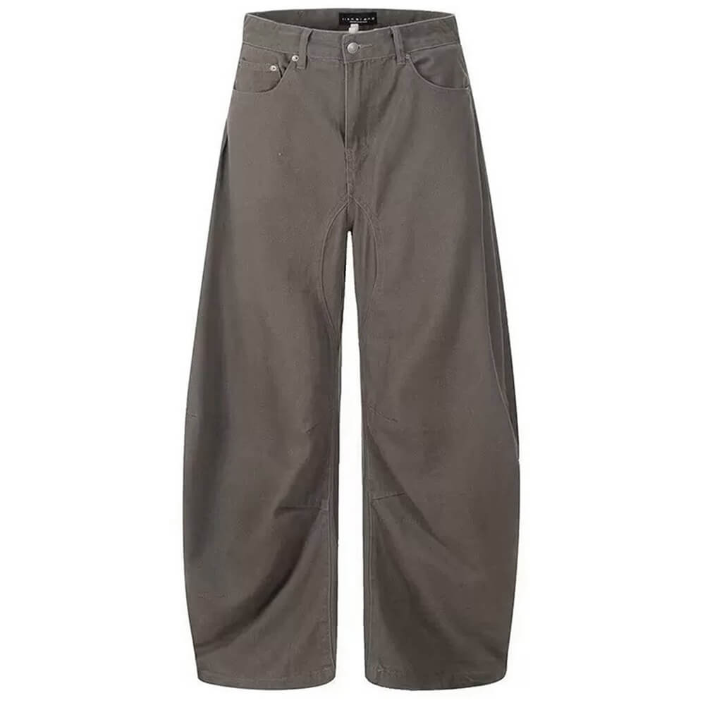 CASUAL WASHABLE CHARCOAL WIDE-LEG PANTS WITH SLIGHTLY FLARED HEM