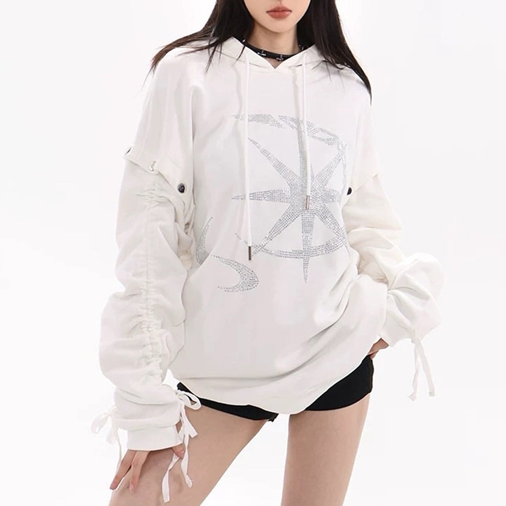 CELESTIAL DREAMS HOODIE MOON RHINESTONE CELESTIAL THEME