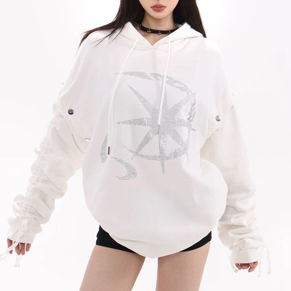 CELESTIAL DREAMS HOODIE MOON RHINESTONE CELESTIAL THEME