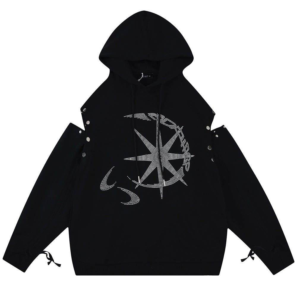 CELESTIAL DREAMS HOODIE MOON RHINESTONE CELESTIAL THEME