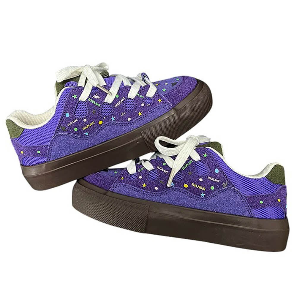CELESTIAL SKATER SNEAKERS VIBRANT PURPLE STAR PATTERN