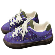 CELESTIAL SKATER SNEAKERS VIBRANT PURPLE STAR PATTERN
