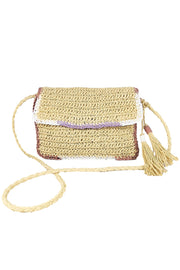 Charm Tassel Straw Crossbody Bag