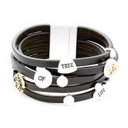 Charms - Tree Of Life - Faux Leather Magnetic Bracelet