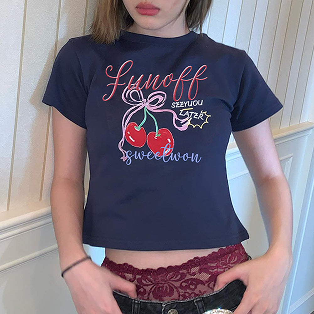 CHERRY GRAPHIC CROP TOP SWEET CHERRY CROP