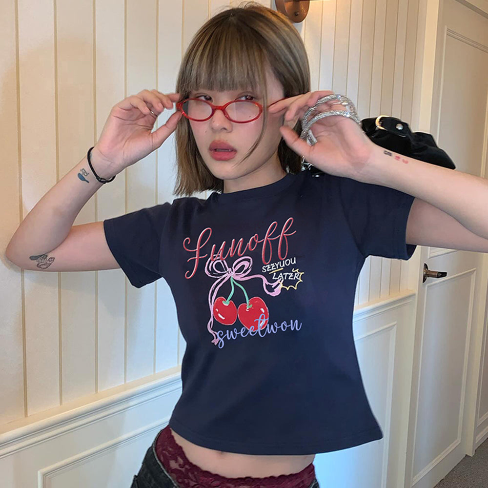 CHERRY GRAPHIC CROP TOP SWEET CHERRY CROP