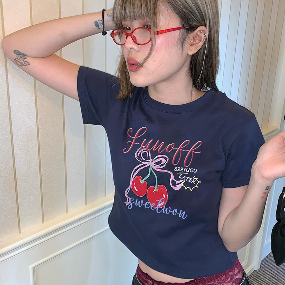 CHERRY GRAPHIC CROP TOP SWEET CHERRY CROP