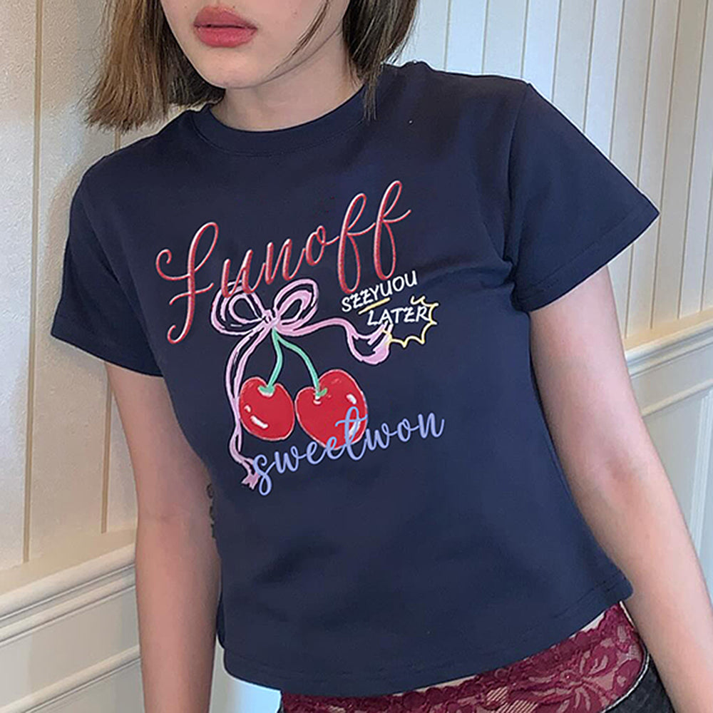 CHERRY GRAPHIC CROP TOP SWEET CHERRY CROP