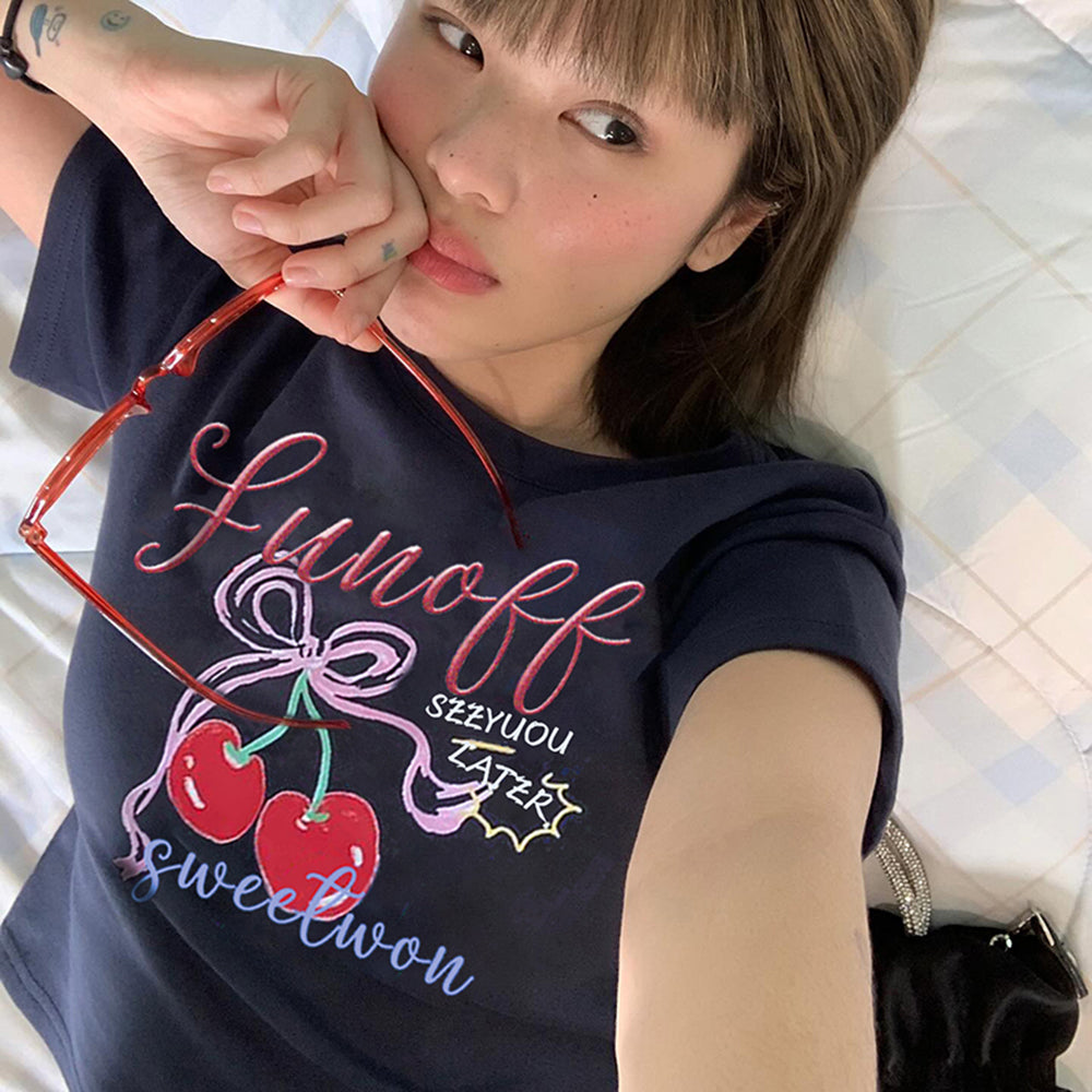 CHERRY GRAPHIC CROP TOP SWEET CHERRY CROP