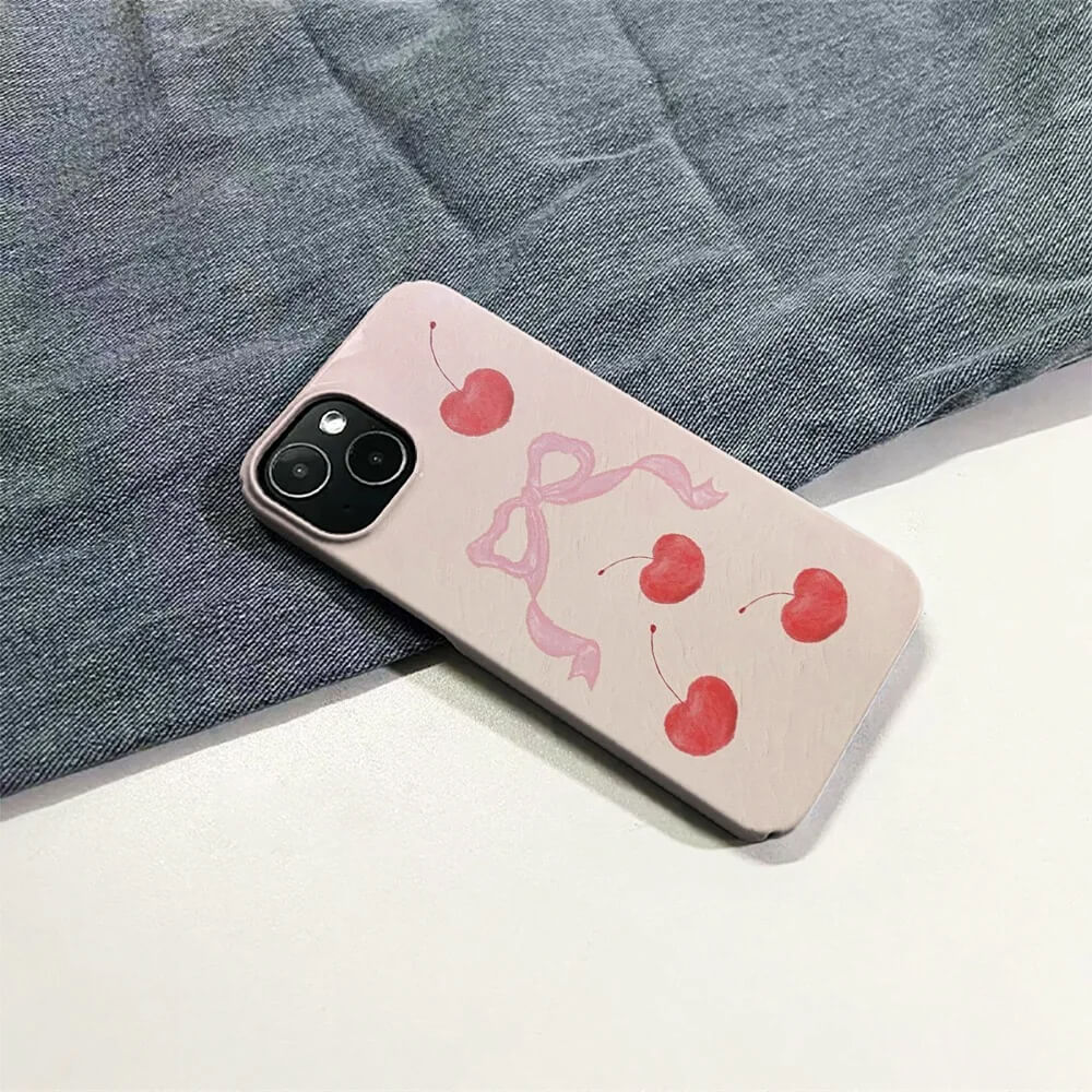 CHERRY RIBBON IPHONE CASE: STYLISH CHERRY IPHONE PROTECTION