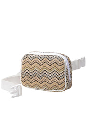 Chevron Pattern Straw Sling Bag