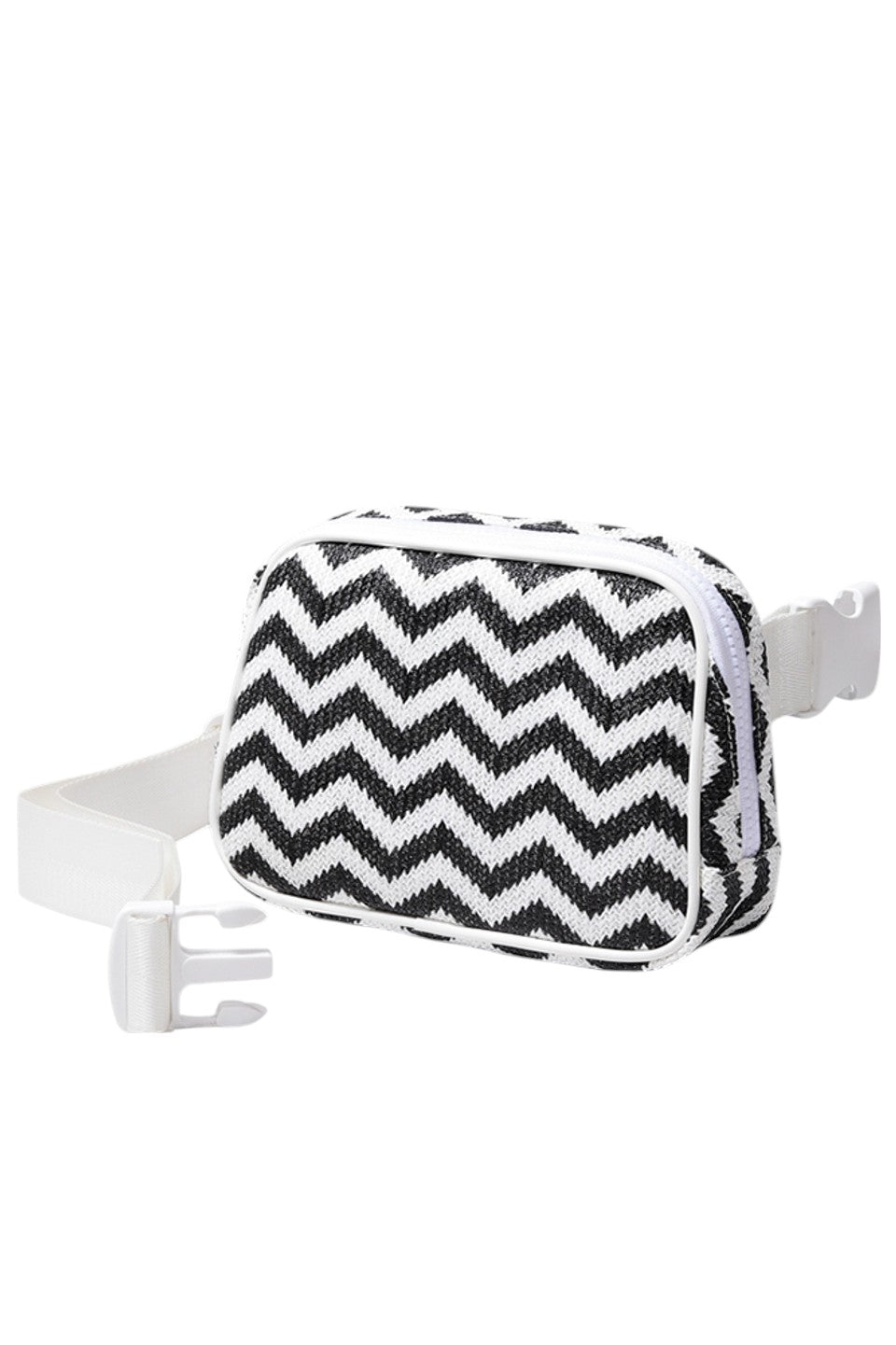 Chevron Pattern Straw Sling Bag