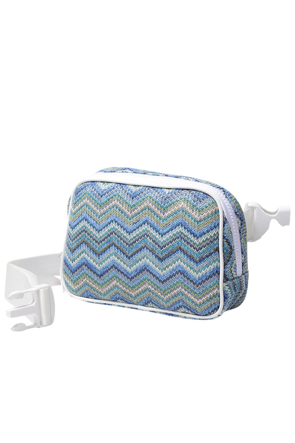 Chevron Pattern Straw Sling Bag