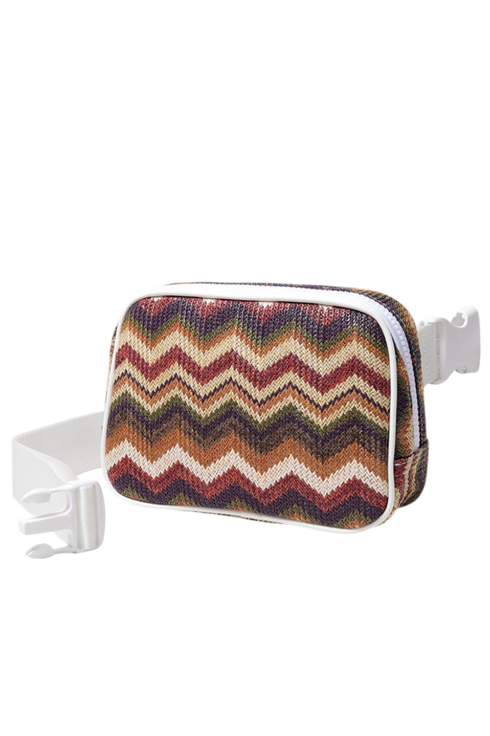 Chevron Pattern Straw Sling Bag