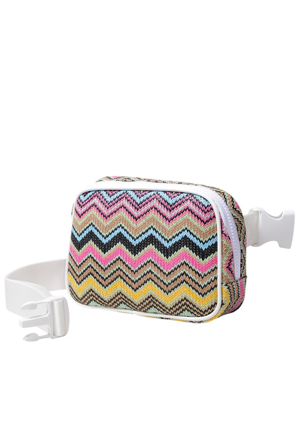 Chevron Pattern Straw Sling Bag