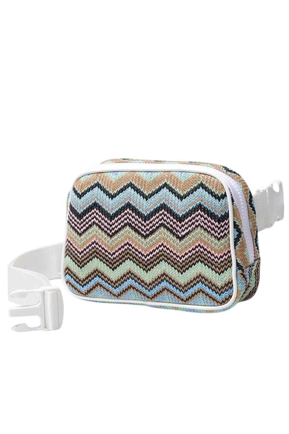 Chevron Pattern Straw Sling Bag