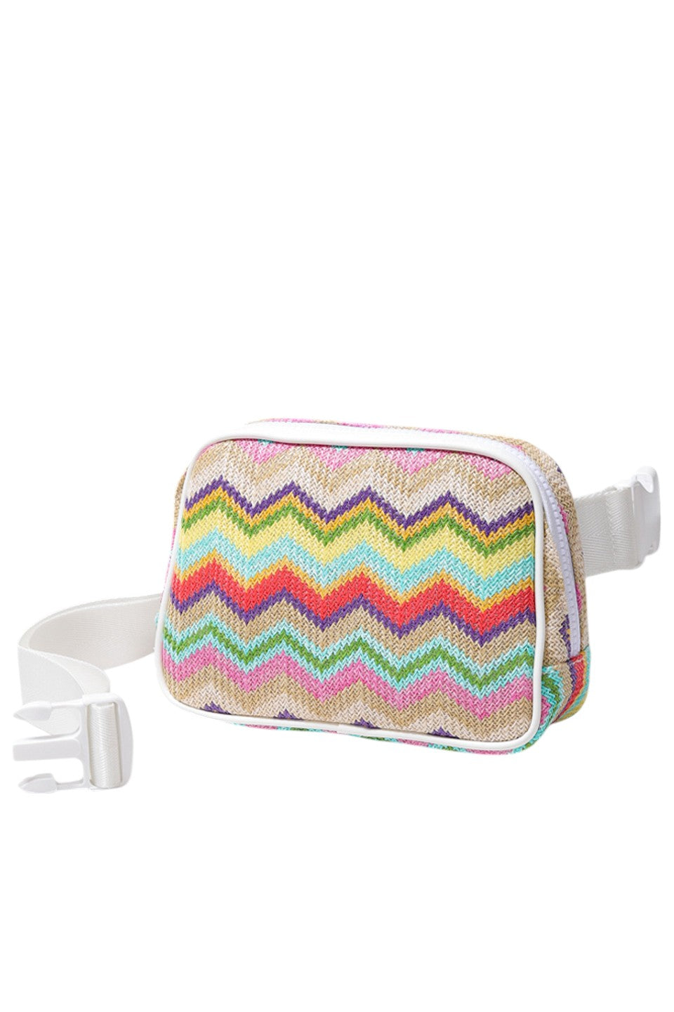 Chevron Pattern Straw Sling Bag