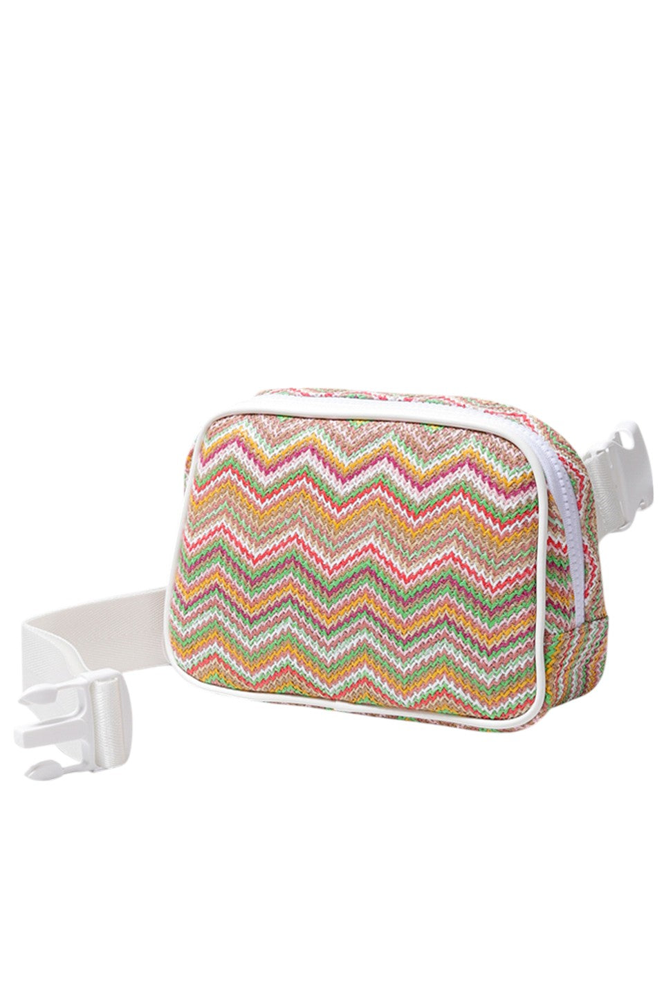 Chevron Pattern Straw Sling Bag