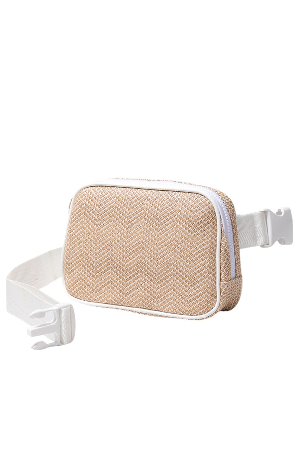 Chevron Pattern Straw Sling Bag