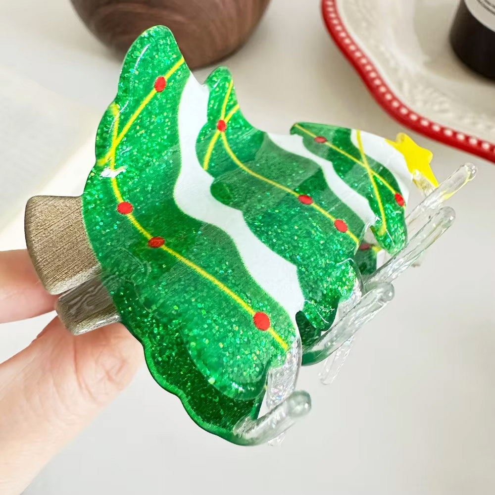 CHRISTMAS TREE HAIR CLIP: FESTIVE TREE HAIR CLAW