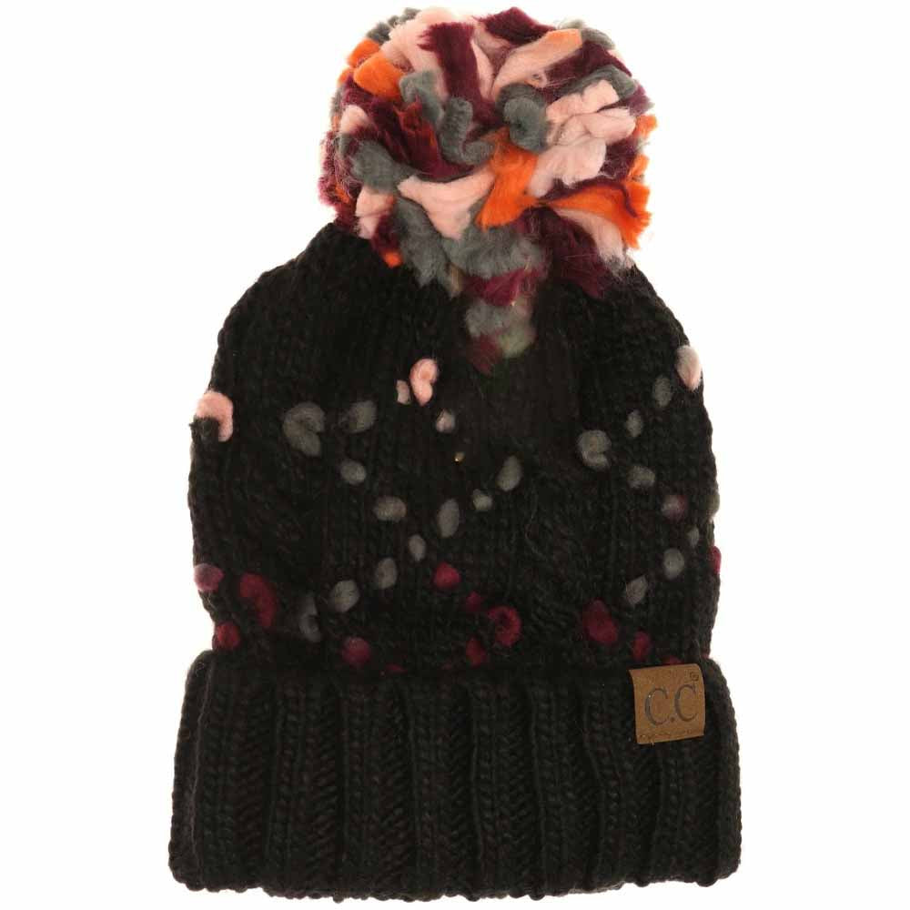Chunky Knit Yarn Pom C.C Beanie